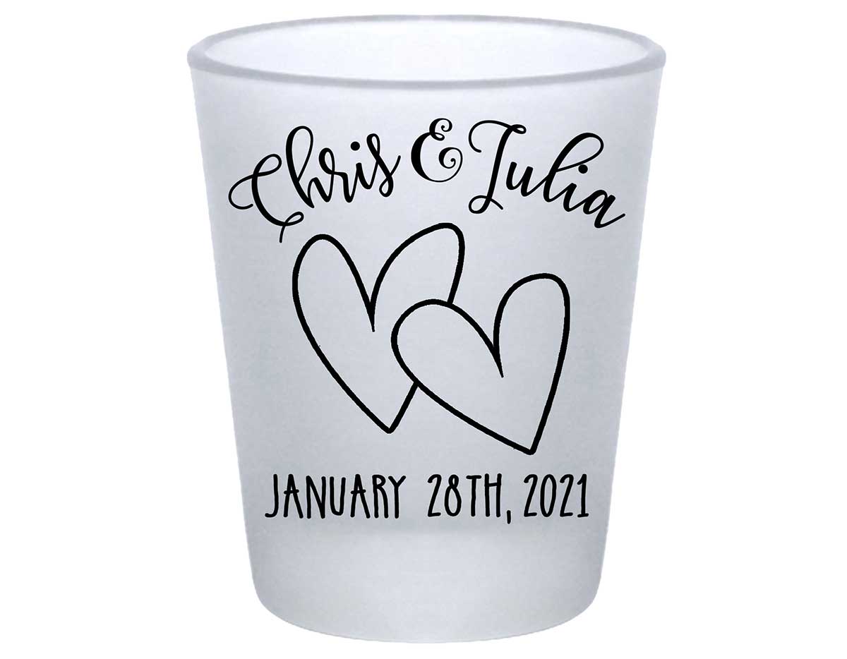 Intertwined Hearts 4B Standard 1.75oz Frosted Shot Glasses Romantic Wedding Gifts for Guests