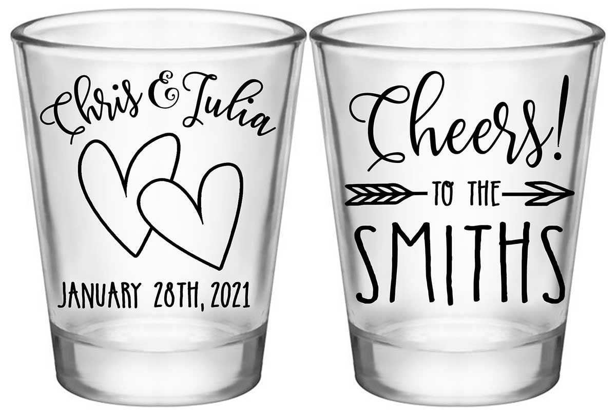 Intertwined Hearts 4B2 Cheers Standard 1.75oz Clear Shot Glasses Romantic Wedding Gifts for Guests