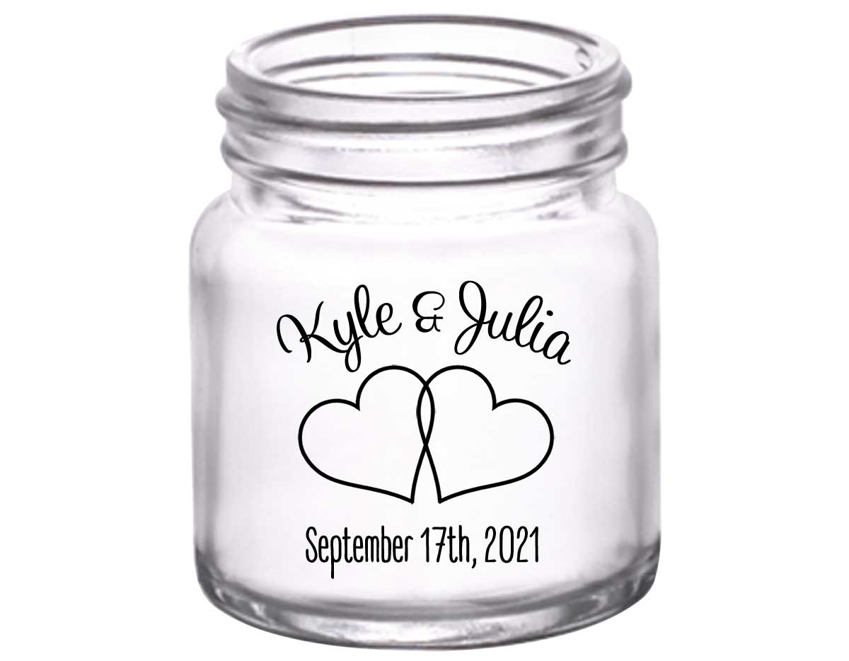 Intertwined Hearts 5A 2oz Mini Mason Shot Glasses Romantic Wedding Gifts for Guests