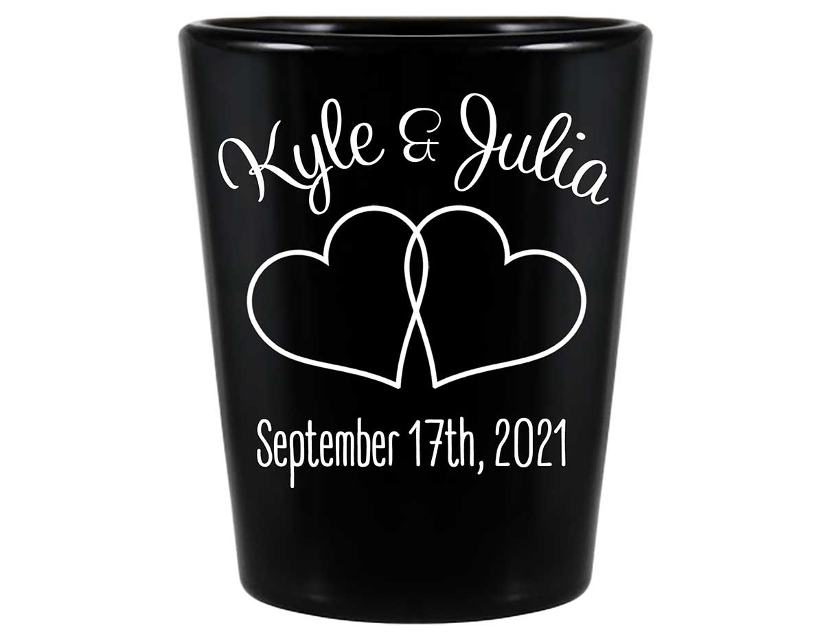 Intertwined Hearts 5A Standard 1.5oz Black Shot Glasses Romantic Wedding Gifts for Guests