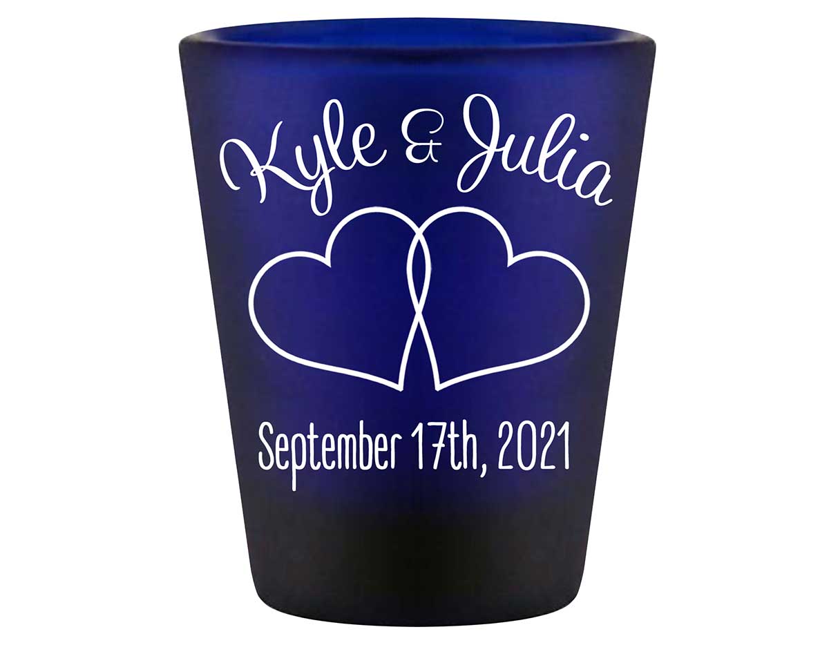 Intertwined Hearts 5A Standard 1.5oz Blue Shot Glasses Romantic Wedding Gifts for Guests