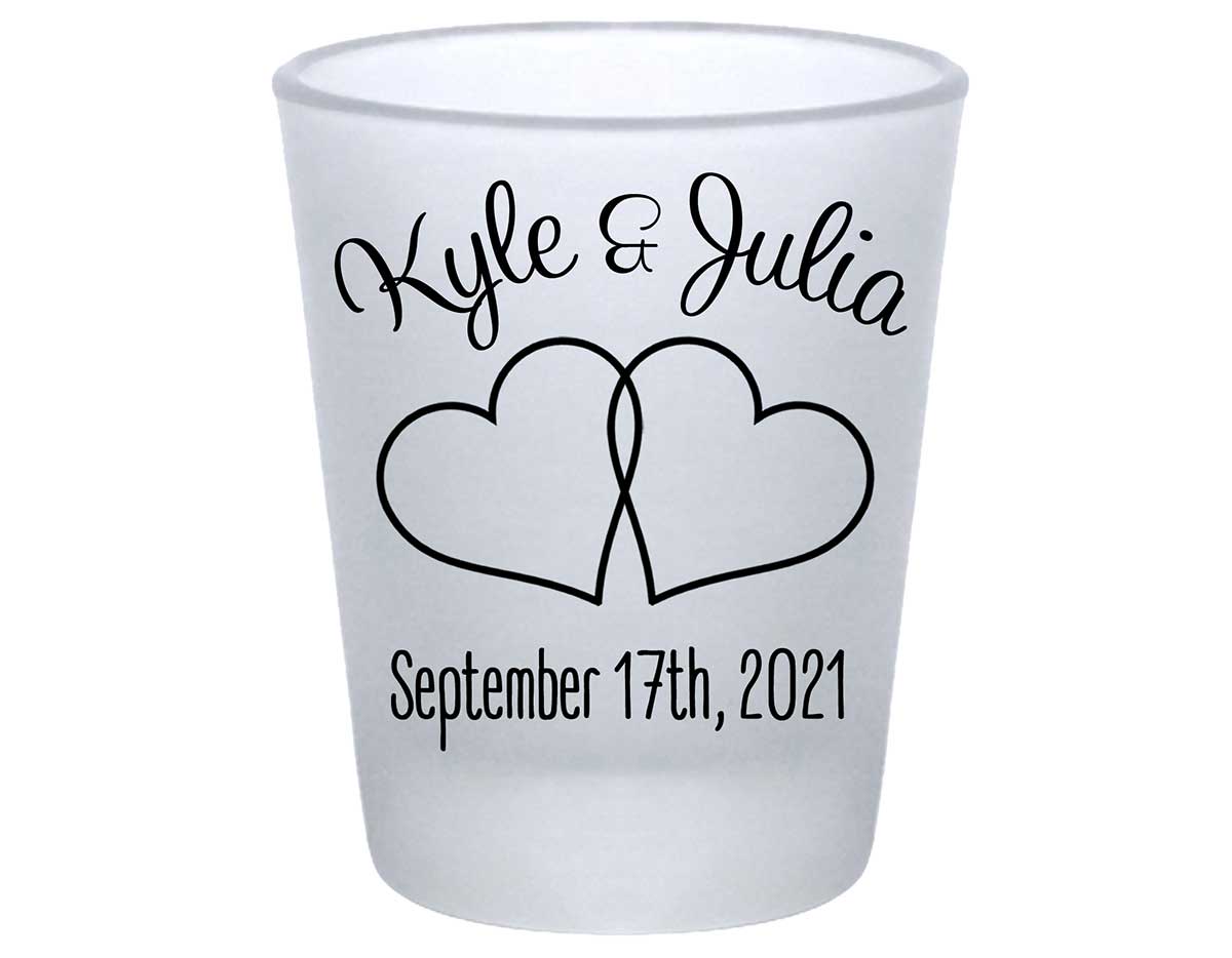 Intertwined Hearts 5A Standard 1.75oz Frosted Shot Glasses Romantic Wedding Gifts for Guests