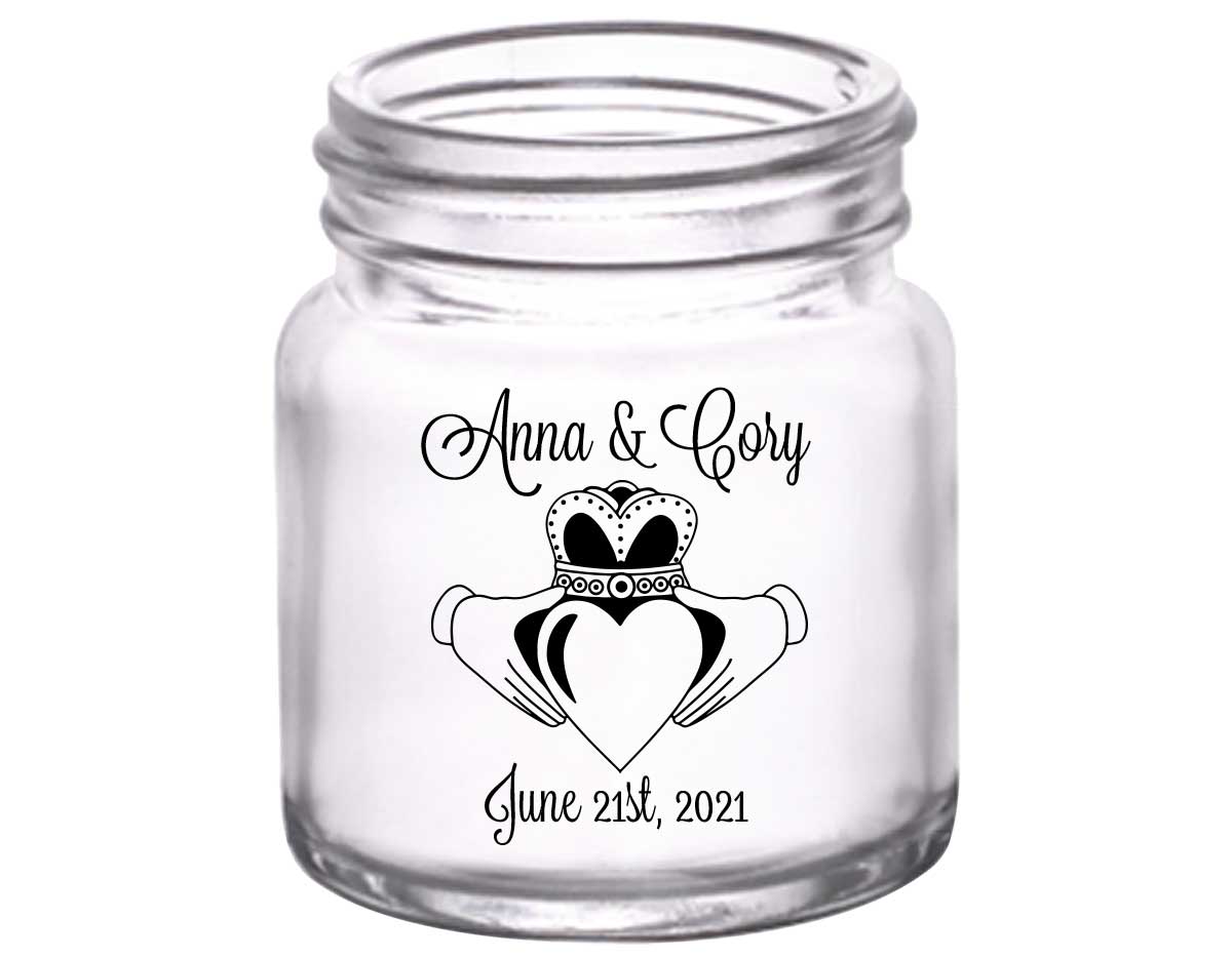 Ireland Love 1A Claddagh 2oz Mini Mason Shot Glasses Irish Wedding Gifts for Guests