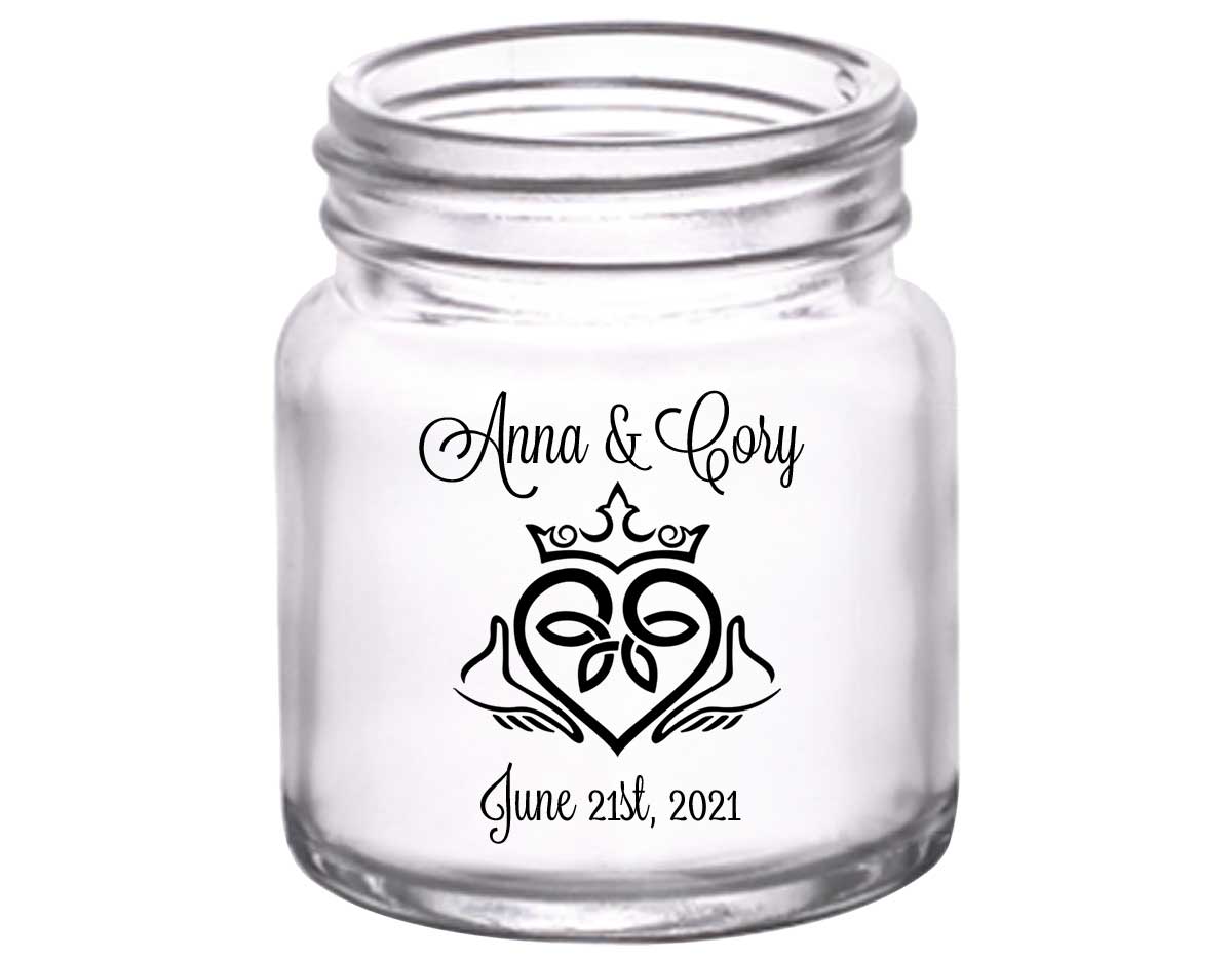 Ireland Love 1B Claddagh 2oz Mini Mason Shot Glasses Irish Wedding Gifts for Guests
