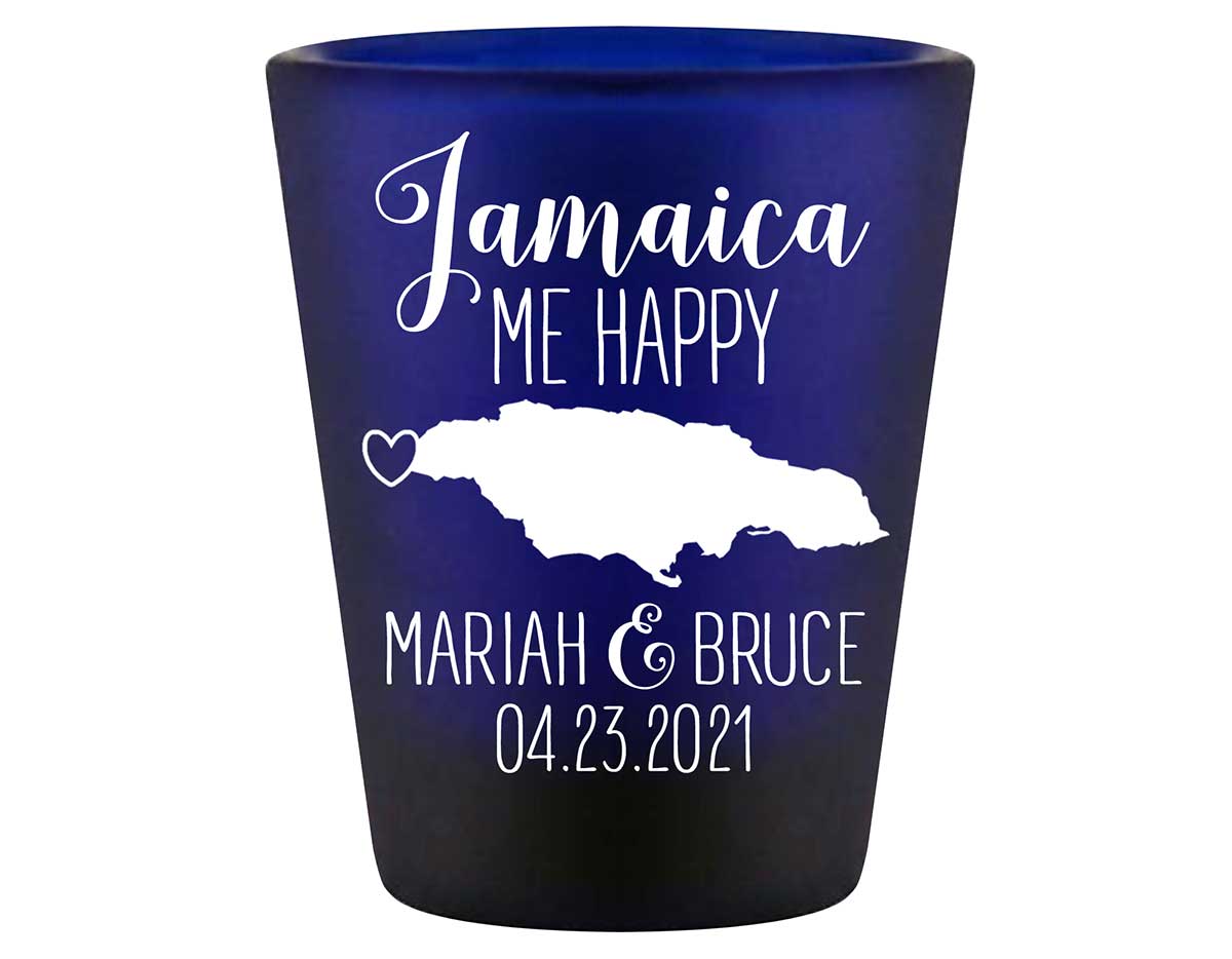 Jamaica Me Happy 1A Standard 1.5oz Blue Shot Glasses Destination Wedding Gifts for Guests