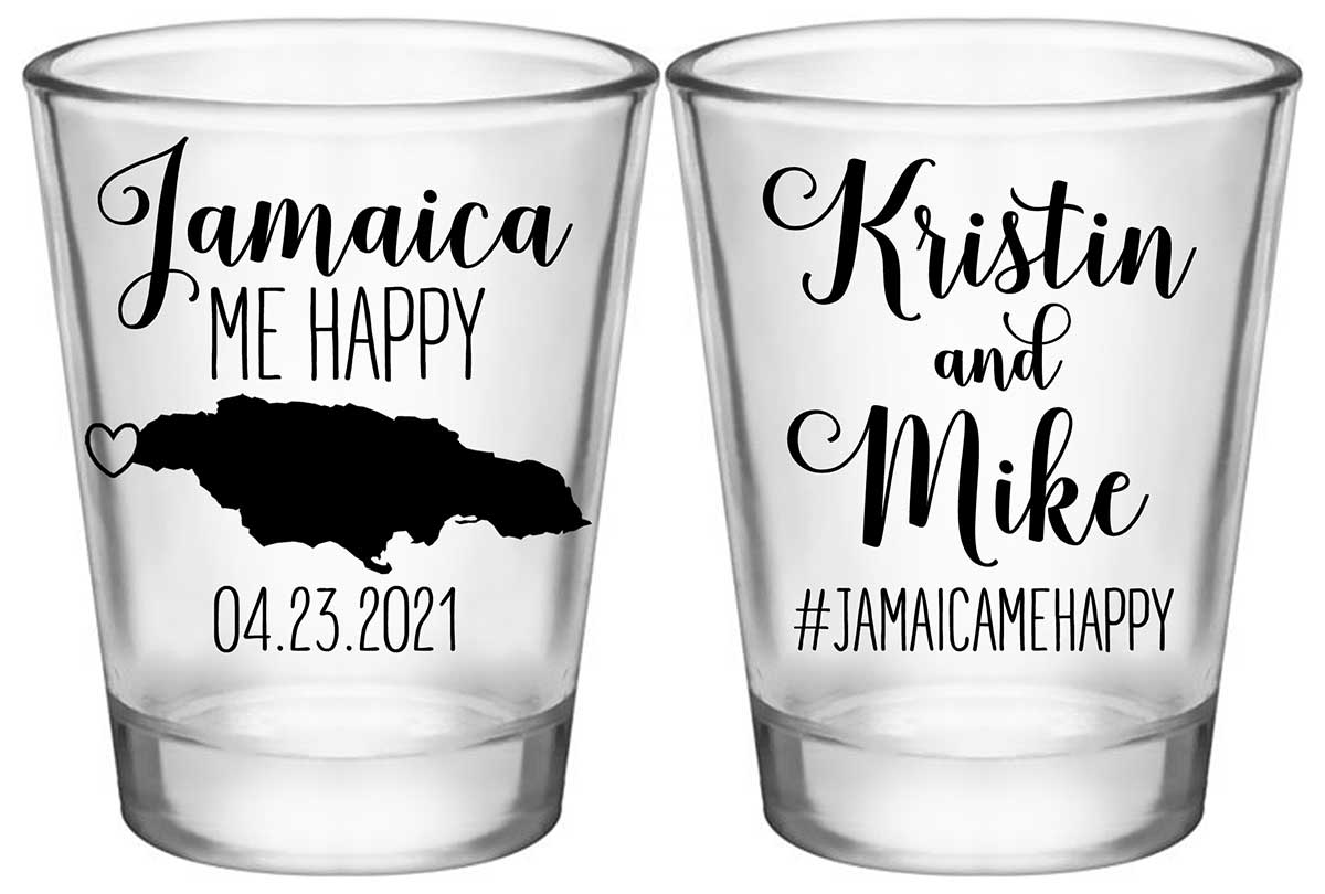 Jamaica Me Happy 1A2 Standard 1.75oz Clear Shot Glasses Destination Wedding Gifts for Guests