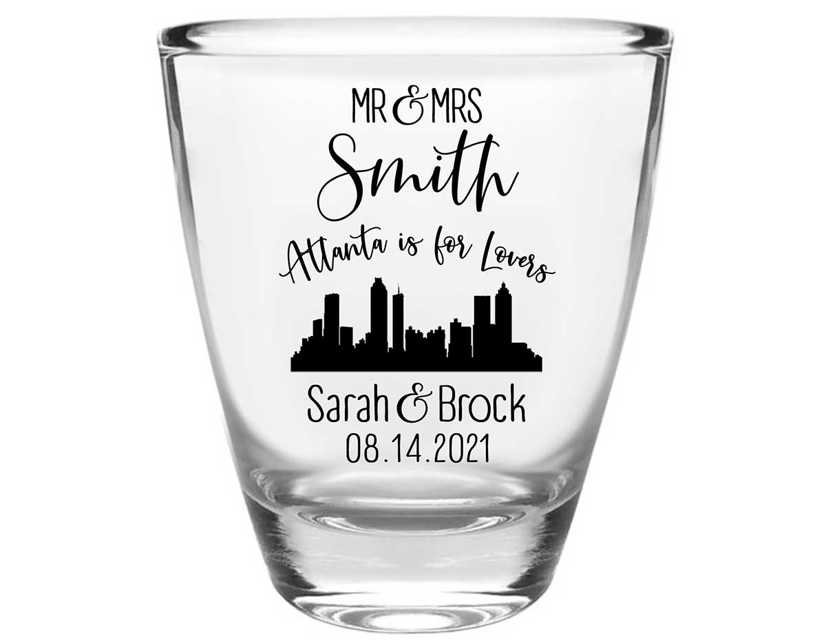 Just For Lovers 1A Any City Skyline Clear 1oz Round Barrel Shot Glasses City Wedding Gifts for Guests
