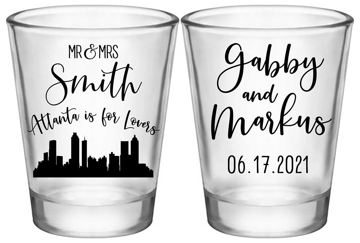 Just For Lovers 1A2 Any City Skyline Standard 1.75oz Clear Shot Glasses City Wedding Gifts for Guests