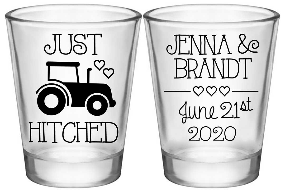 Just Hitched 1B2 Tractor Design Standard 1.75oz Clear Shot Glasses Country Wedding Gifts for Guests