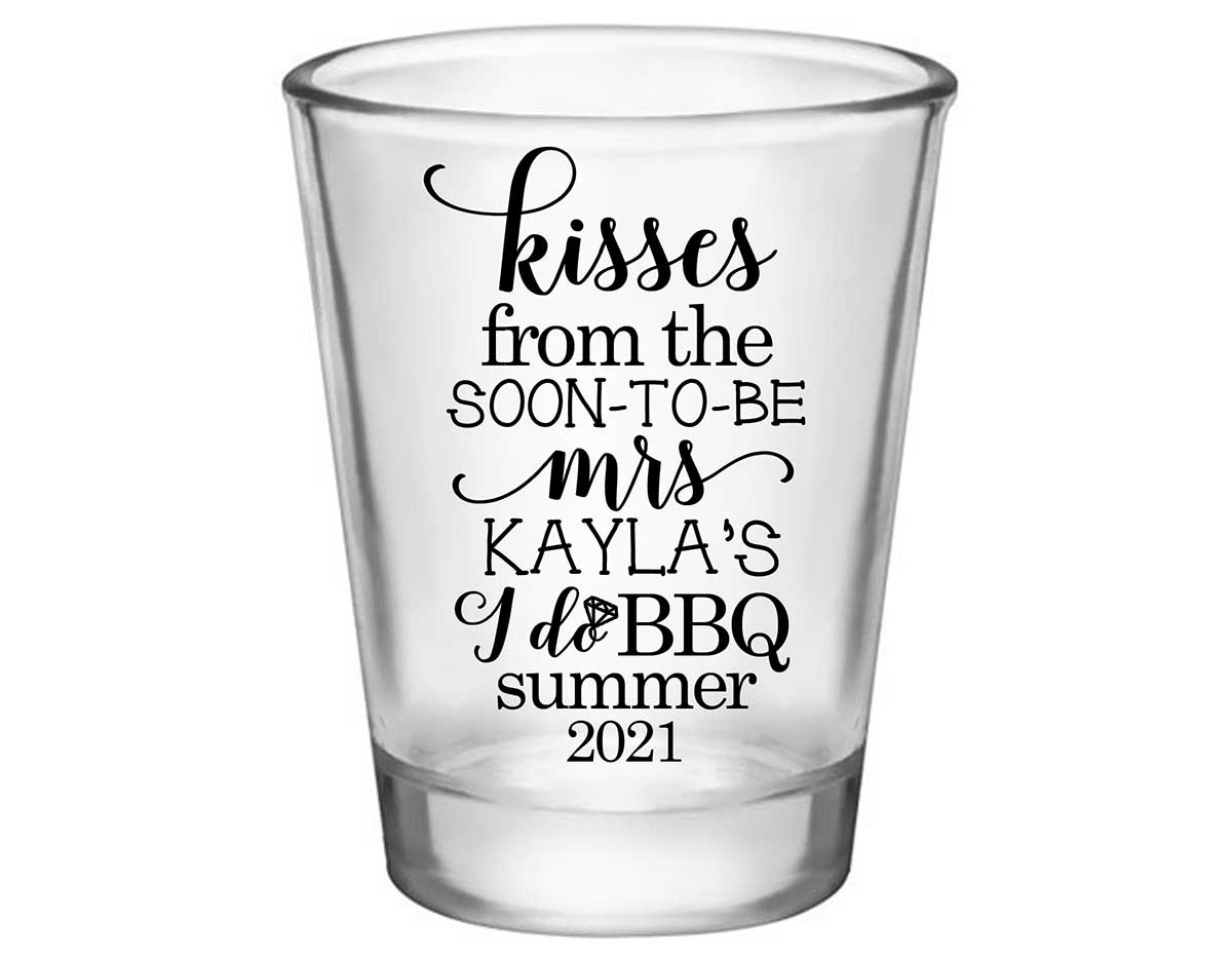 Kisses From The Soon-To-Be Mrs 1A Standard 1.75oz Clear Shot Glasses Rustic Engagement Party Gifts for Guests