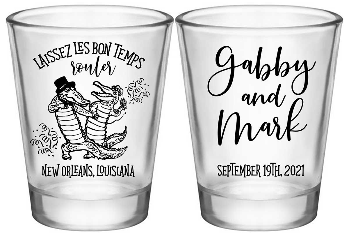 Laissez Les Bon Temps Rouler 1A2 Standard 1.75oz Clear Shot Glasses New Orleans Wedding Gifts for Guests