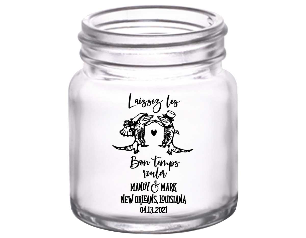 Laissez Les Bon Temps Rouler 1B 2oz Mini Mason Shot Glasses New Orleans Wedding Gifts for Guests