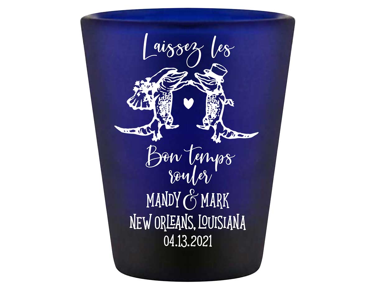 Laissez Les Bon Temps Rouler 1B Standard 1.5oz Blue Shot Glasses New Orleans Wedding Gifts for Guests