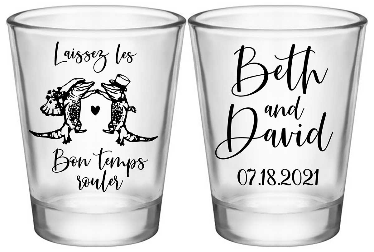 Laissez Les Bon Temps Rouler 1B2 Standard 1.75oz Clear Shot Glasses New Orleans Wedding Gifts for Guests