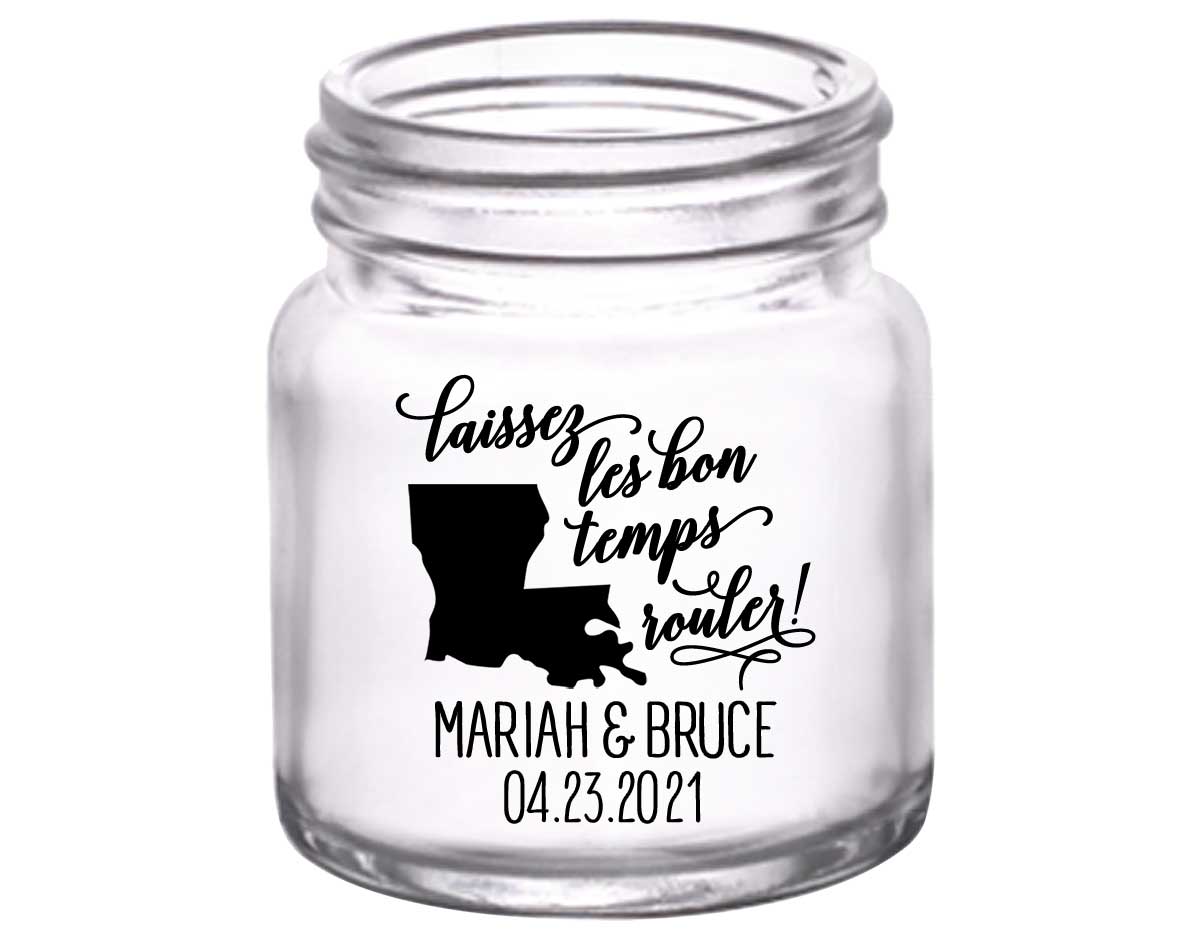 Laissez Les Bon Temps Rouler 2A 2oz Mini Mason Shot Glasses New Orleans Wedding Gifts for Guests