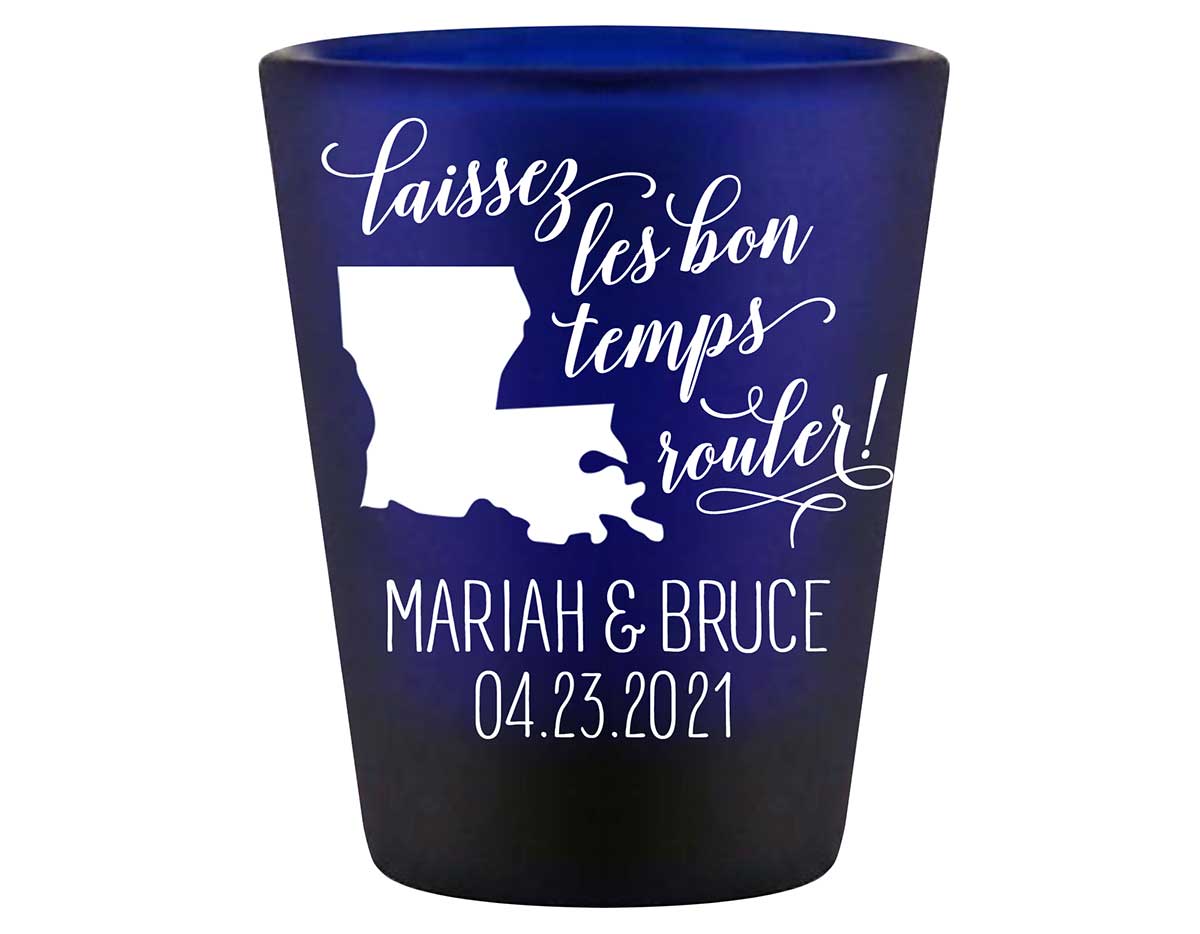 Laissez Les Bon Temps Rouler 2A Standard 1.5oz Blue Shot Glasses New Orleans Wedding Gifts for Guests