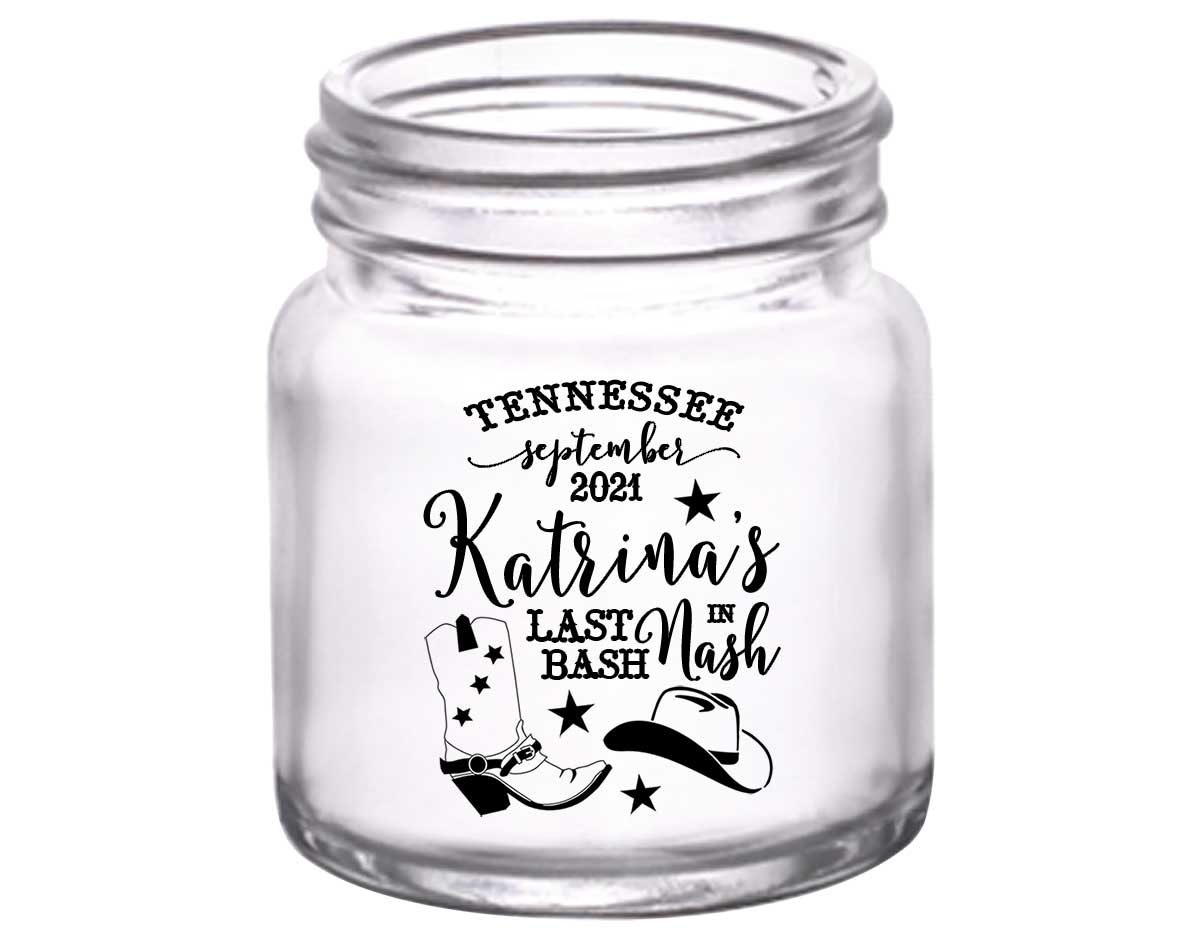 Last Bash In Nash 1A 2oz Mini Mason Shot Glasses Nashville Bachelorette Party Gifts for Guests