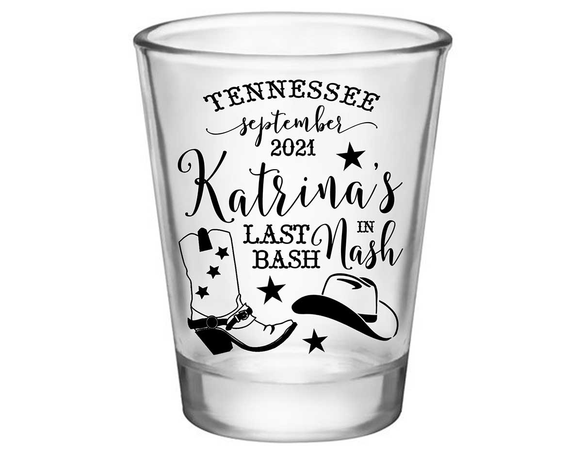 Last Bash In Nash 1A Standard 1.75oz Clear Shot Glasses Nashville Bachelorette Party Gifts for Guests