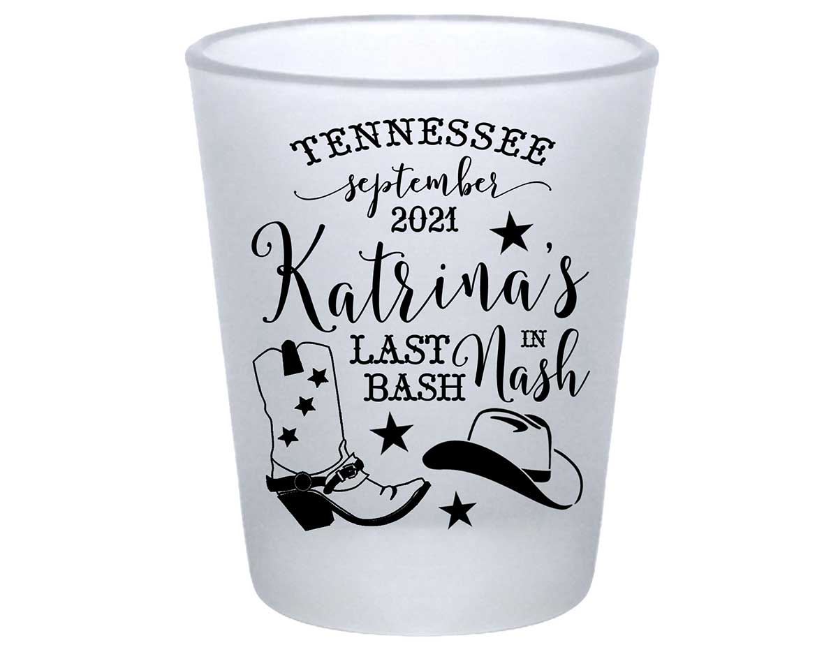 Last Bash In Nash 1A Standard 1.75oz Frosted Shot Glasses Nashville Bachelorette Party Gifts for Guests