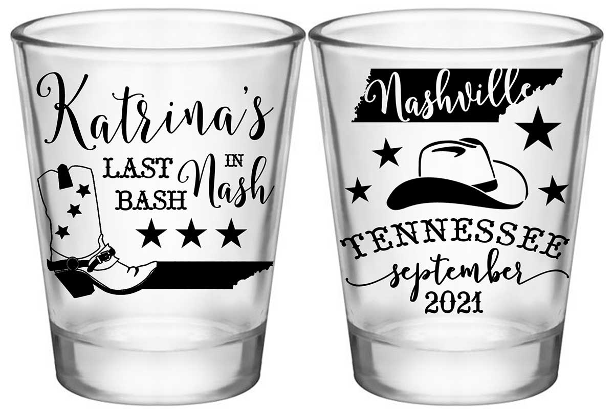 Last Bash In Nash 1A2 Standard 1.75oz Clear Shot Glasses Nashville Bachelorette Party Gifts for Guests