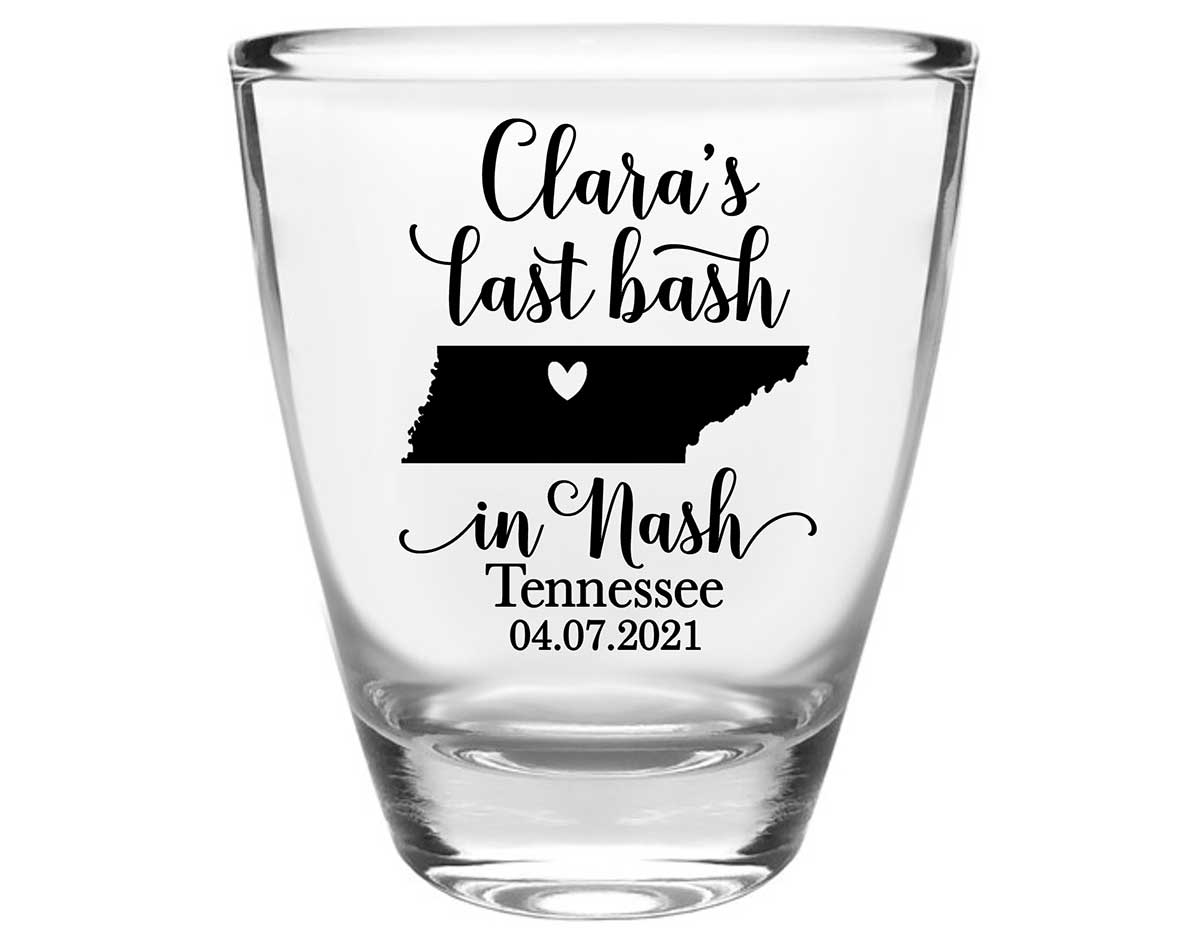 Last Bash In Nash 2A Clear 1oz Round Barrel Shot Glasses Nashville Bachelorette Party Gifts for Guests