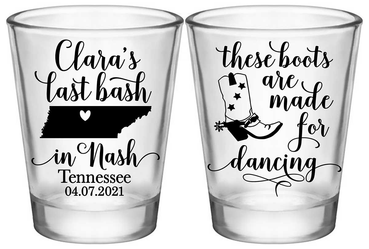 Last Bash In Nash 2A2 Standard 1.75oz Clear Shot Glasses Nashville Bachelorette Party Gifts for Guests