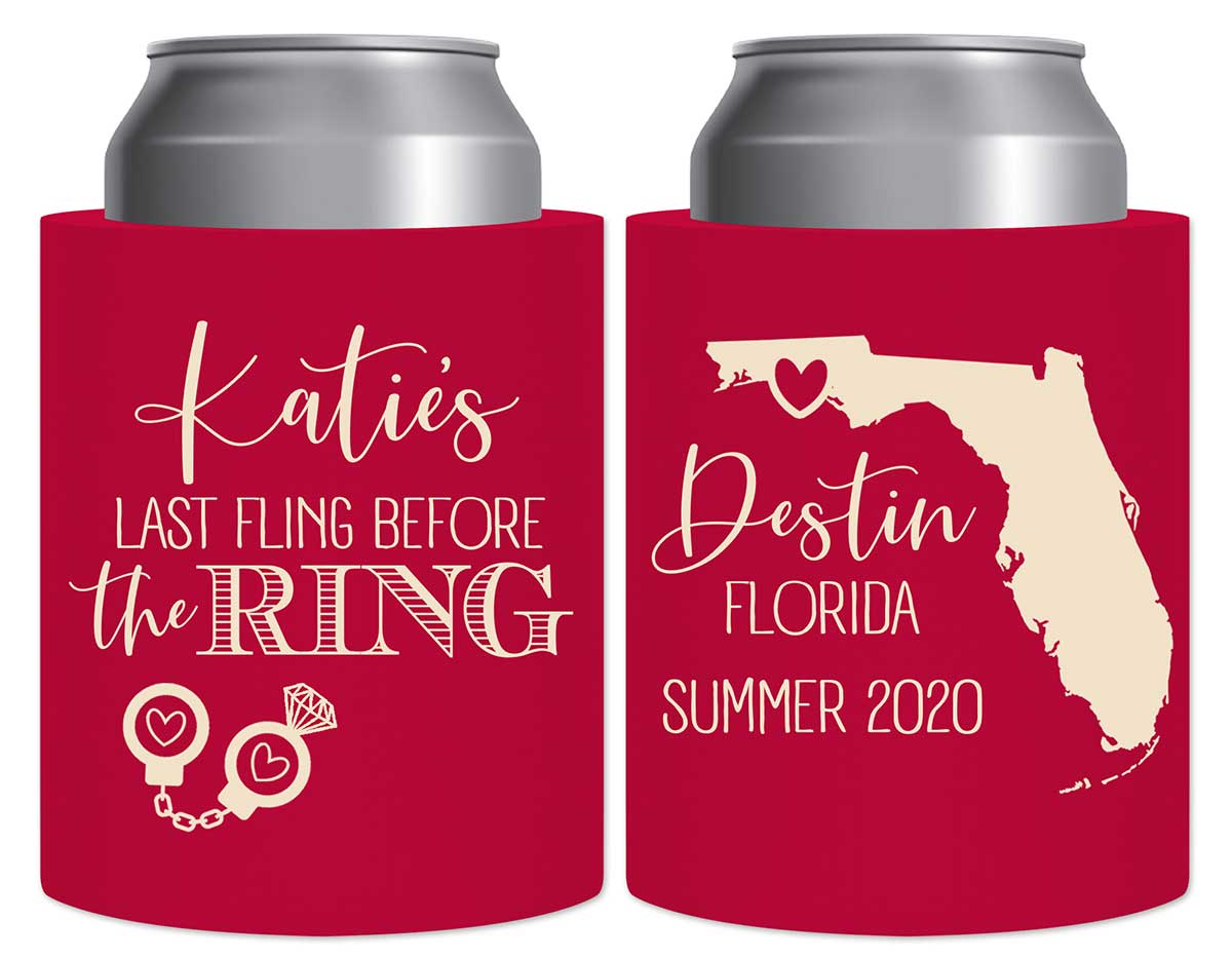 Last Fling Before The Ring 1A Any Map Thick Foam Can Koozies Cute Bachelorette Party Gifts for Guests