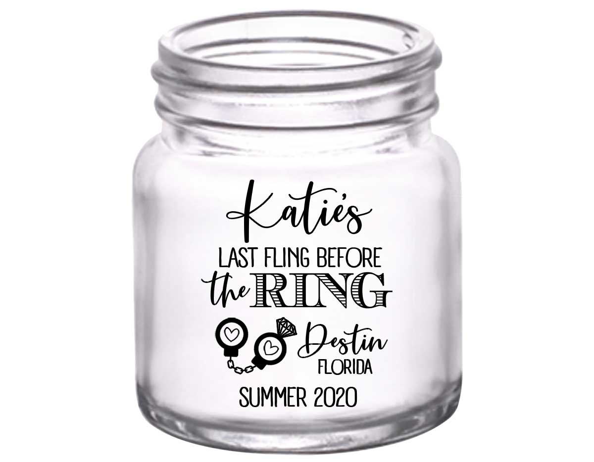 Last Fling Before The Ring 1A 2oz Mini Mason Shot Glasses Cute Bachelorette Party Gifts for Guests