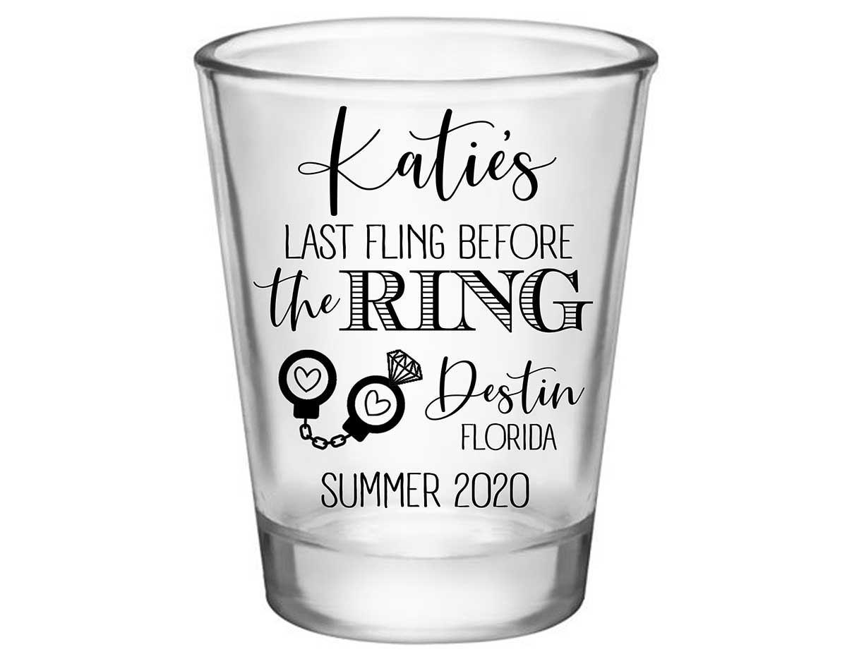 Last Fling Before The Ring 1A Standard 1.75oz Clear Shot Glasses Cute Bachelorette Party Gifts for Guests