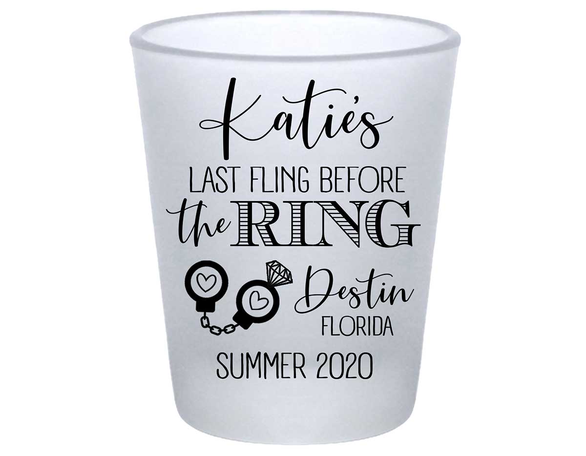 Last Fling Before The Ring 1A Standard 1.75oz Frosted Shot Glasses Cute Bachelorette Party Gifts for Guests