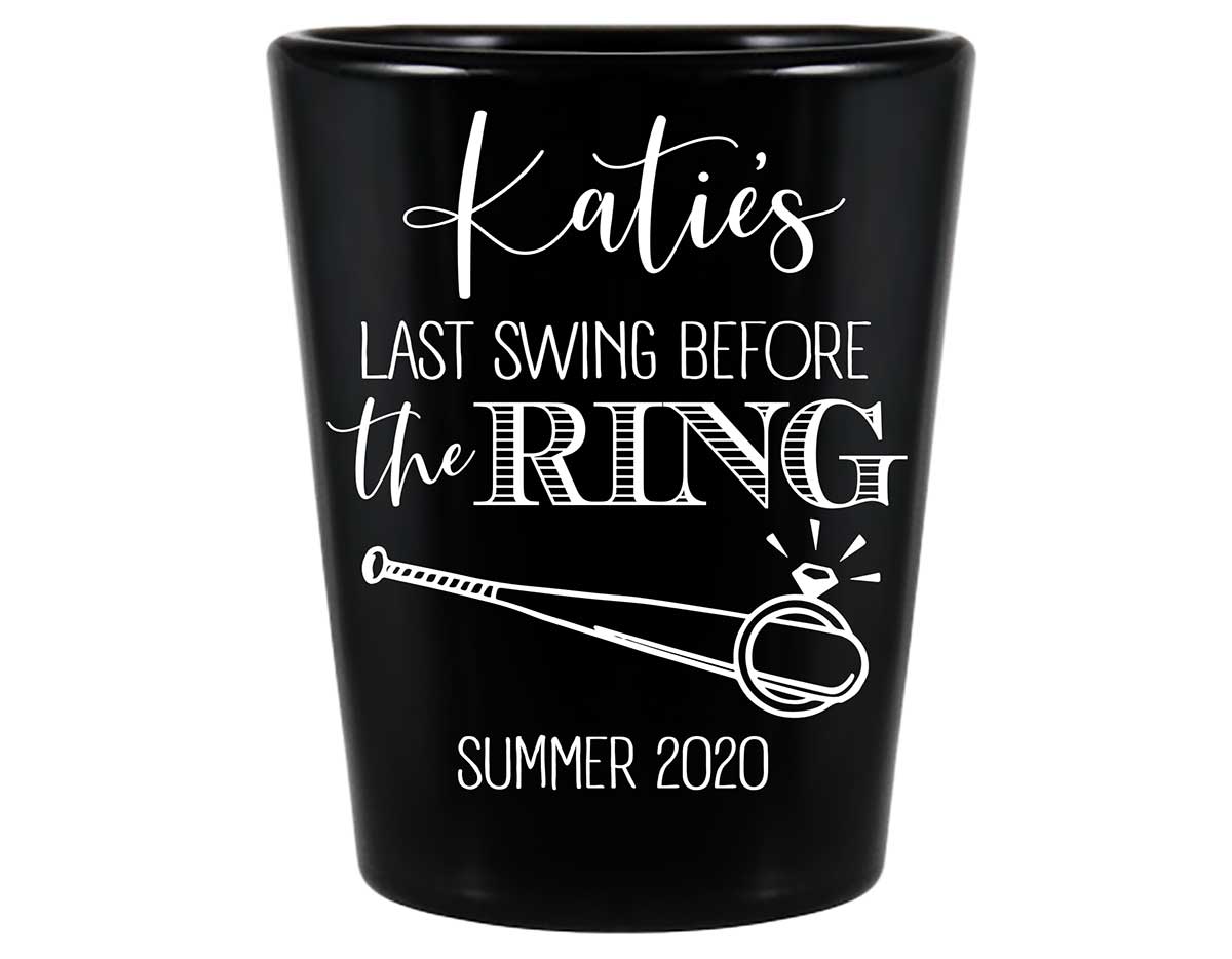 Last Swing Before The Ring 1A Standard 1.5oz Black Shot Glasses Baseball Bachelorette Party Gifts for Guests