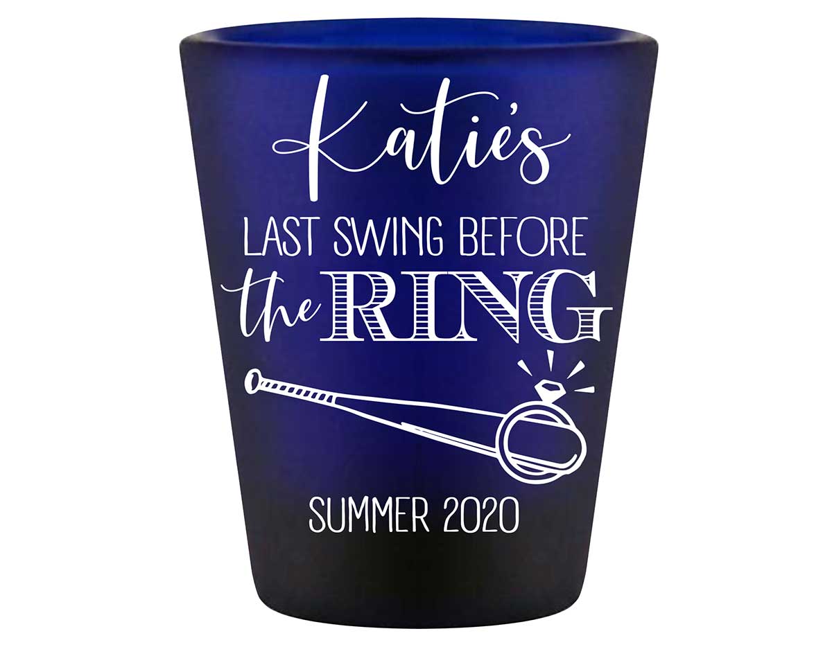 Last Swing Before The Ring 1A Standard 1.5oz Blue Shot Glasses Baseball Bachelorette Party Gifts for Guests