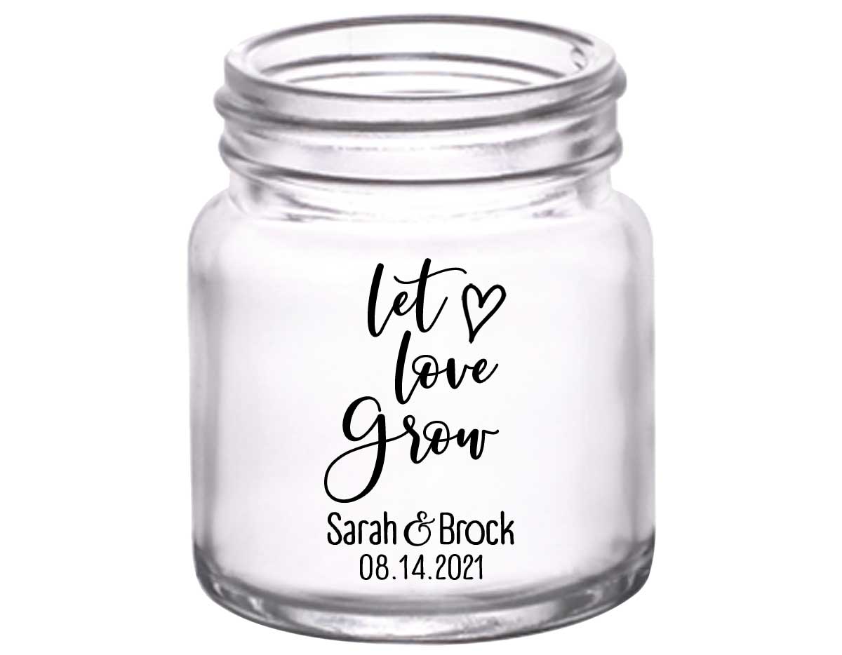 Let Love Grow 1A 2oz Mini Mason Shot Glasses Spring Wedding Gifts for Guests