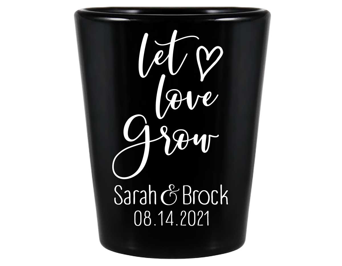 Let Love Grow 1A Standard 1.5oz Black Shot Glasses Spring Wedding Gifts for Guests