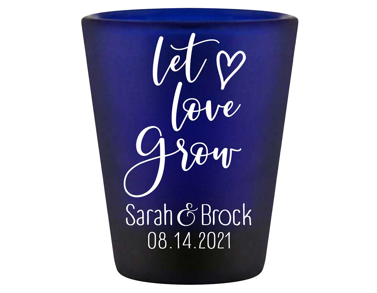 Let Love Grow 1A Standard 1.5oz Blue Shot Glasses Spring Wedding Gifts for Guests