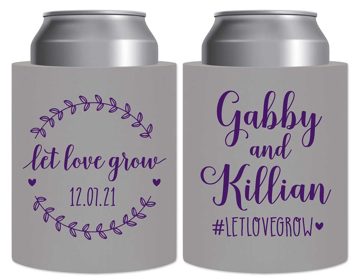 Let Love Grow 2A Thick Foam Can Koozies Rustic Wedding Gifts for Guests