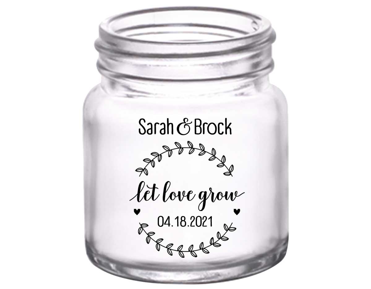 Let Love Grow 2A 2oz Mini Mason Shot Glasses Spring Wedding Gifts for Guests