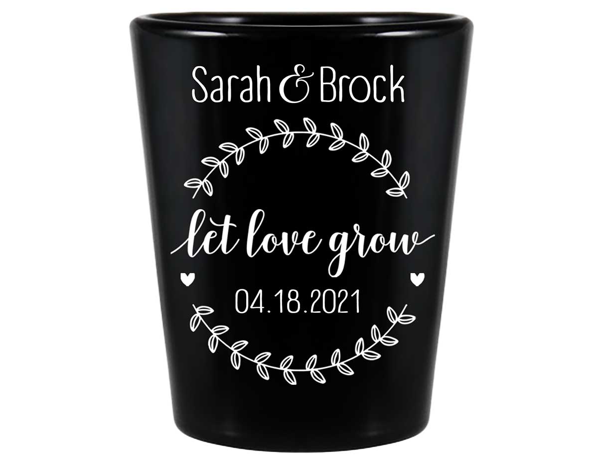 Let Love Grow 2A Standard 1.5oz Black Shot Glasses Spring Wedding Gifts for Guests