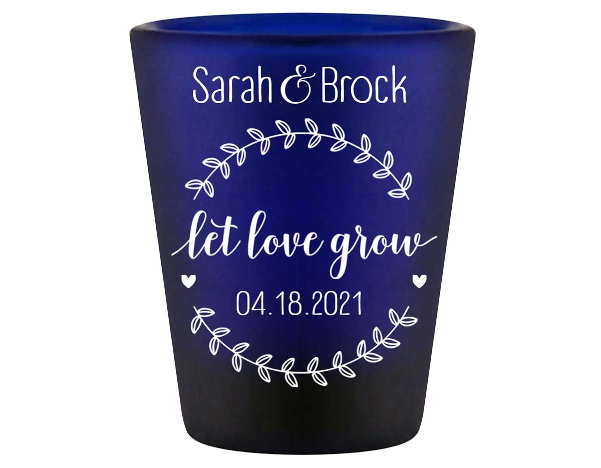 Let Love Grow 2A Standard 1.5oz Blue Shot Glasses Spring Wedding Gifts for Guests