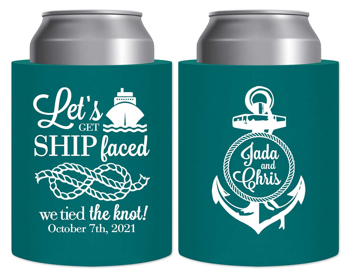 Let's Get Ship Faced 1A Anchor Thick Foam Can Koozies Nautical Wedding Gifts for Guests