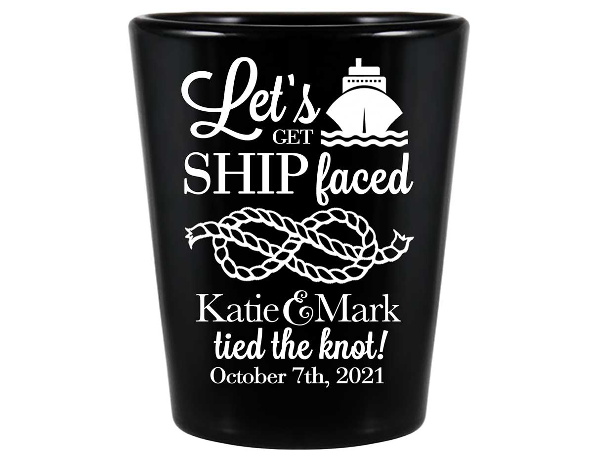 Let's Get Ship Faced 1A Standard 1.5oz Black Shot Glasses Nautical Wedding Gifts for Guests