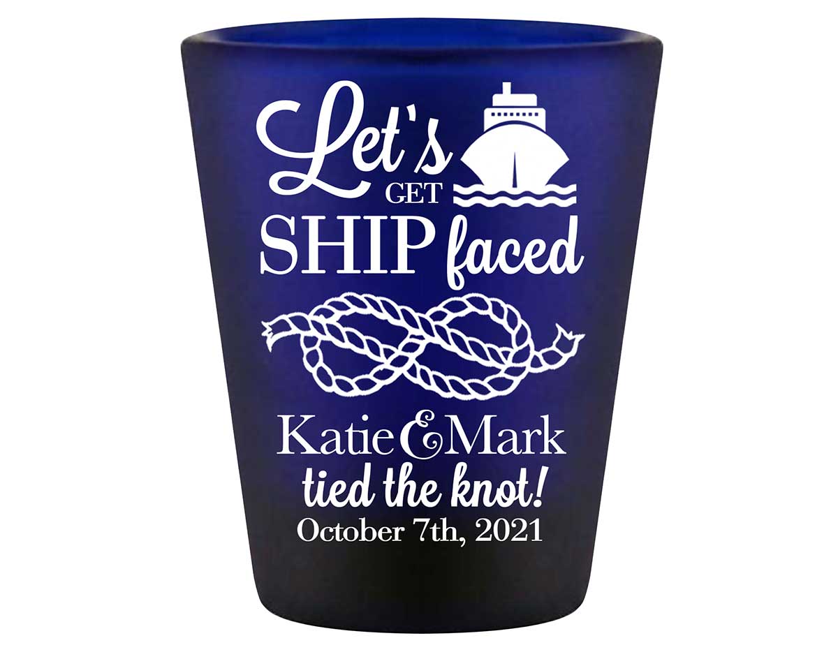 Let's Get Ship Faced 1A Standard 1.5oz Blue Shot Glasses Nautical Wedding Gifts for Guests