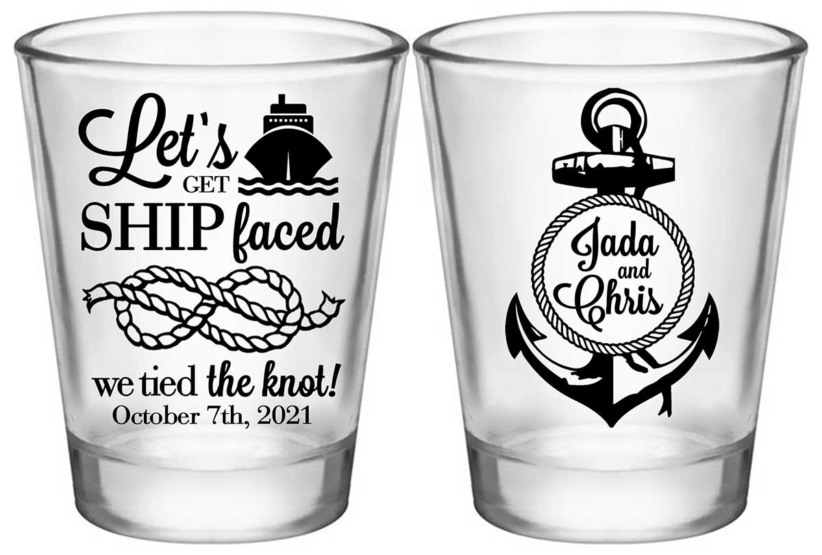 Let's Get Ship Faced 1A2 Anchor Standard 1.75oz Clear Shot Glasses Nautical Wedding Gifts for Guests