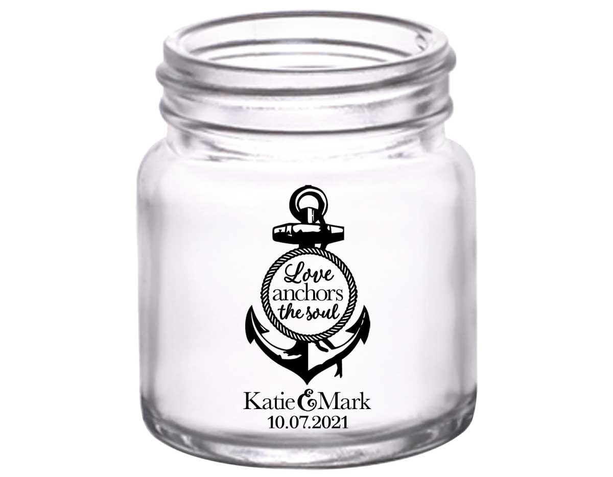 Love Anchors The Soul 1A 2oz Mini Mason Shot Glasses Nautical Wedding Gifts for Guests