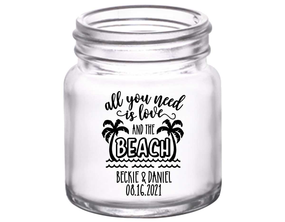 Love And The Beach 1A 2oz Mini Mason Shot Glasses Summer Wedding Gifts for Guests