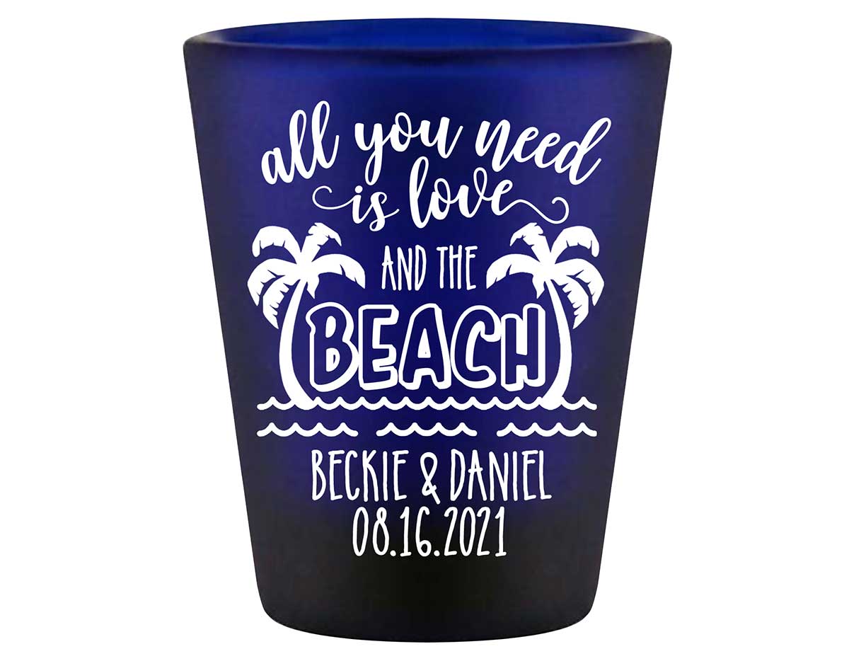 Love And The Beach 1A Standard 1.5oz Blue Shot Glasses Summer Wedding Gifts for Guests