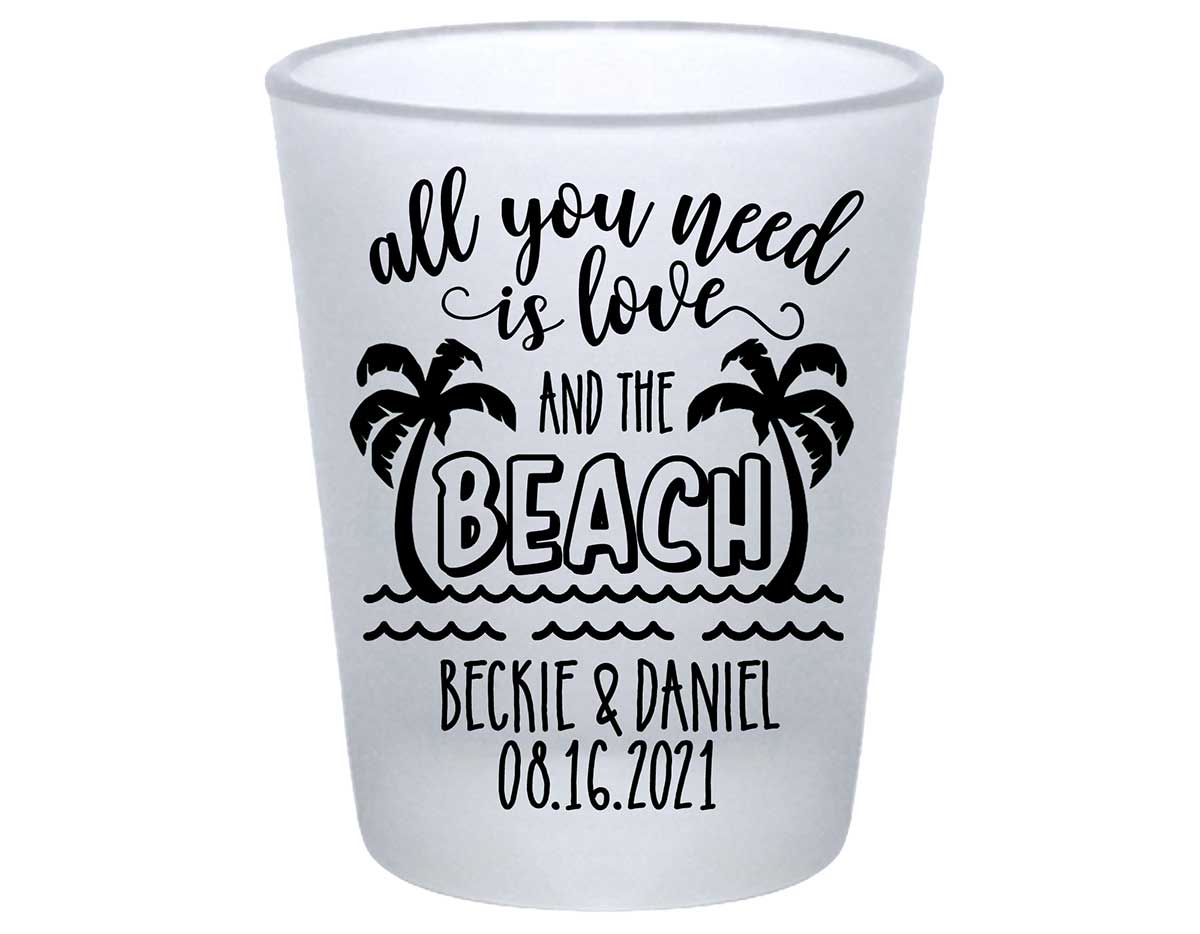 Love And The Beach 1A Standard 1.75oz Frosted Shot Glasses Summer Wedding Gifts for Guests