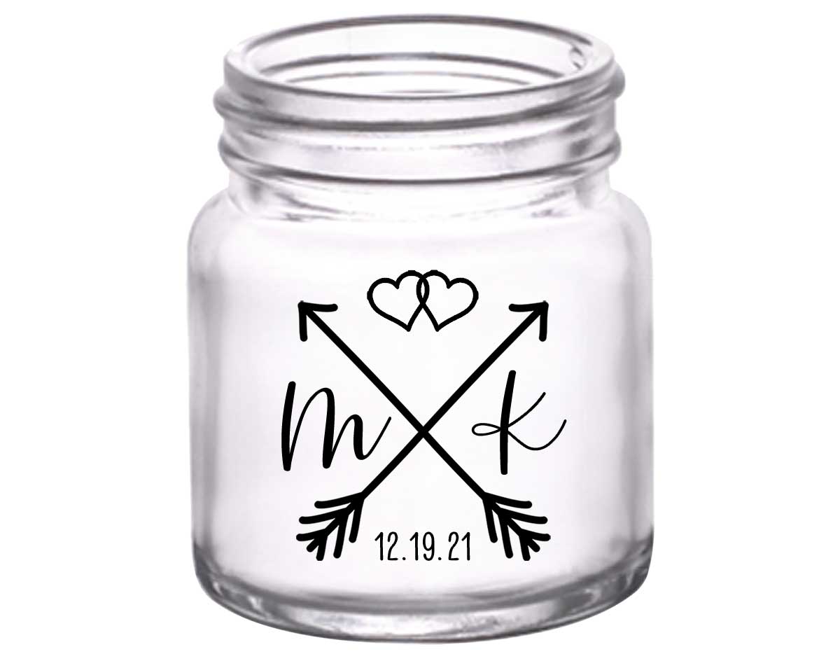 Love Arrows 1A Classic 2oz Mini Mason Shot Glasses Boho Wedding Gifts for Guests
