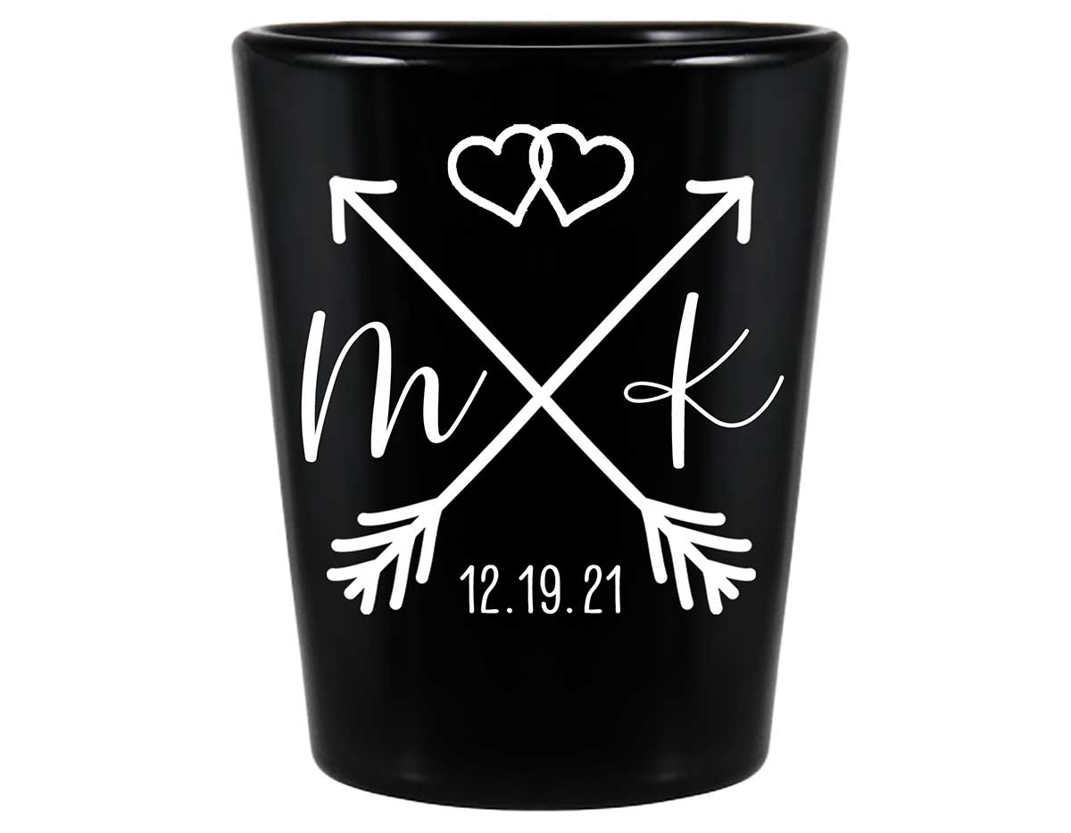 Love Arrows 1A Classic Standard 1.5oz Black Shot Glasses Boho Wedding Gifts for Guests