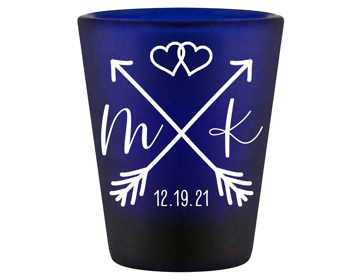 Love Arrows 1A Classic Standard 1.5oz Blue Shot Glasses Boho Wedding Gifts for Guests